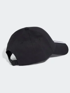 adidas 3 Stripe 100% Cotton Baseball Cap Black Discount