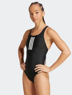 adidas Black 3 Stripe V Back Swimsuit Best