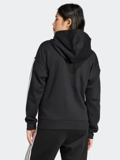 adidas Black Essentials 3-Stripes Full Zip Fleece Hoodie Clearance