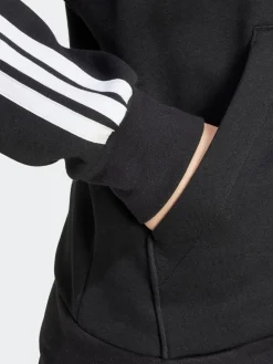 adidas Black Essentials 3-Stripes Full Zip Fleece Hoodie Clearance