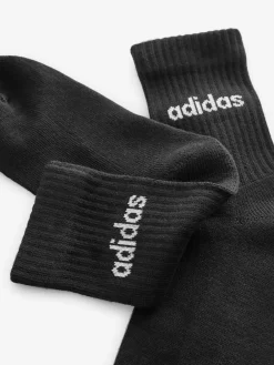 adidas Black Linear Crew Cushioned Socks 3 Pack Clearance