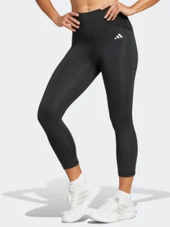 adidas Black Optime Essentials Stash 3/4 Leggings New