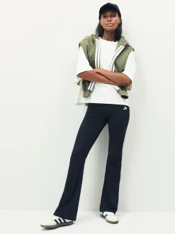 adidas Black Small Logo Flare Leggings Hot