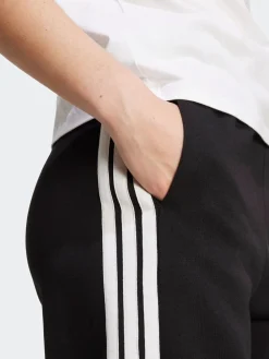 adidas Black 3-Stripes Fleece Wide Leg Trousers Sale