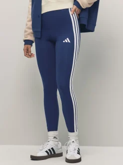 adidas Blue Essentials 3-Stripes Cotton Leggings Clearance