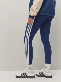 adidas Blue Essentials 3-Stripes Cotton Leggings Clearance
