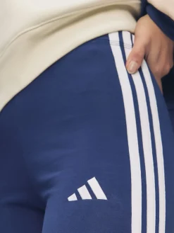 adidas Blue Essentials 3-Stripes Cotton Leggings Clearance