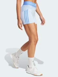 adidas Blue Hyperglam Rib 4 Short Leggings Clearance