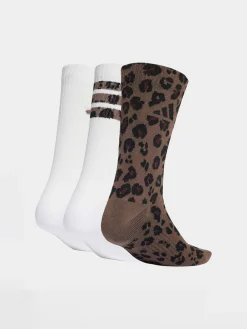 adidas Brown Leopard Print Crew Socks 3 Pack Online