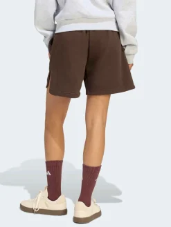 adidas Dark Brown 3 Stripe Studio Fleece Shorts Discount