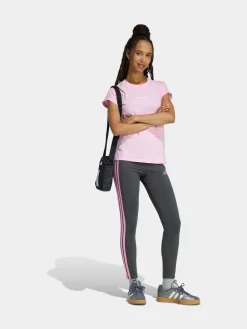 adidas Dark Grey Essentials 3-Stripes Cotton Leggings Online