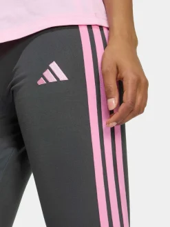 adidas Dark Grey Essentials 3-Stripes Cotton Leggings Online