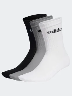adidas Grey Linear Crew Cushioned Socks 3 Pack Clearance