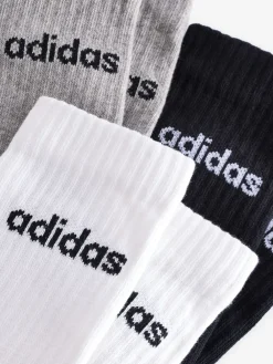 adidas Grey Linear Crew Cushioned Socks 3 Pack Clearance