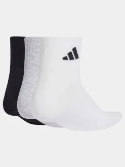 adidas Grey Thin Light Sportswear Ankle Socks 3 Pack Clearance