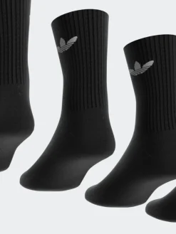 adidas Originals Black Dark Trefoil Crew Socks 6 Pack Sale