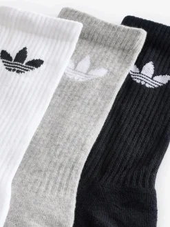 adidas Originals Black Trefoil Crew Socks 6 Pack New