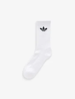 adidas Originals Black Trefoil Crew Socks 6 Pack New