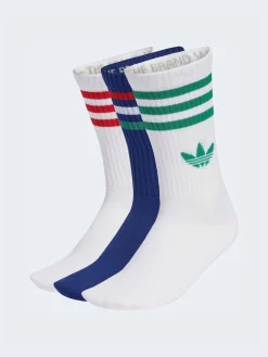 adidas originals Blue/Green Crew 3-Stripes Crew Socks 3 Pairs Discount