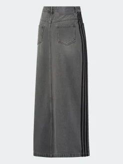 adidas originals Grey Adicolour 3-Stripes Denim Midi Pencil 100% Cotton Skirt Best