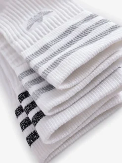 adidas Originals Mid Cut Glitter Crew Socks 2 Pack Grey/White Clearance