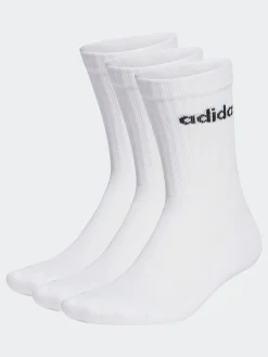 adidas White Linear Crew Cushioned Socks 3 Pack Sale