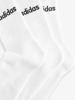 adidas White Linear Crew Cushioned Socks 3 Pack Sale