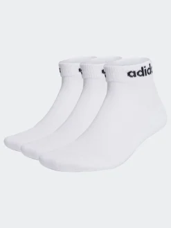 adidas Linear Ankle Cushioned Socks 3 Pack White/Black Sale
