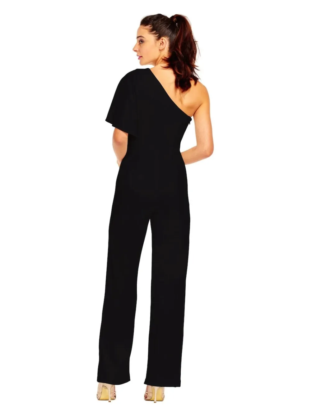 Adrianna Papell Black One Shoulder Jumpsuit Outlet