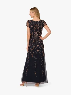 Adrianna Papell Black Studio Beaded Blouson Long Dress Online