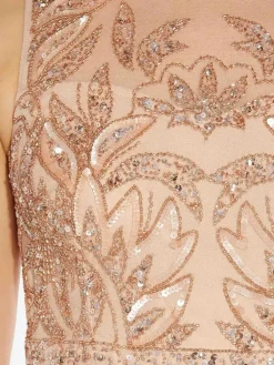 Adrianna Papell Pink Studio Beaded Column Long Dress Best