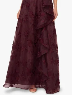Adrianna Papell Purple Embroidered Ruffle Gown Best