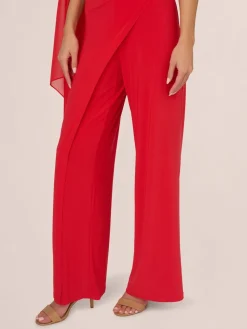 Adrianna Papell Red Red Asymmetrical Jersey Jumpsuit Online
