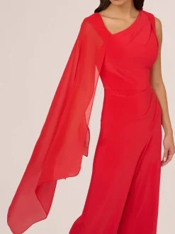 Adrianna Papell Red Red Asymmetrical Jersey Jumpsuit Online