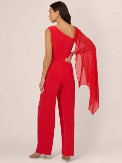 Adrianna Papell Red Red Asymmetrical Jersey Jumpsuit Online