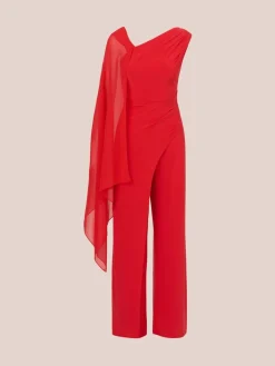 Adrianna Papell Red Red Asymmetrical Jersey Jumpsuit Online