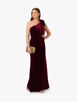 Adrianna Papell Red Red Velvet One Shoulder Gown Sale