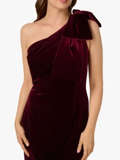 Adrianna Papell Red Red Velvet One Shoulder Gown Sale