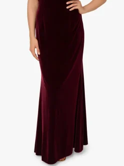 Adrianna Papell Red Red Velvet One Shoulder Gown Sale