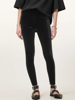 All Saints AllSaints Black Cora Velvet Leggings Hot