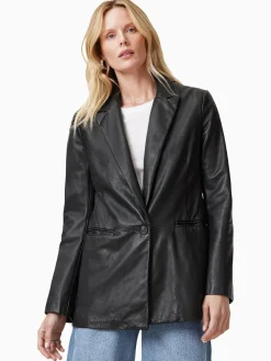 All Saints AllSaints Black Deri Leather Blazer Hot