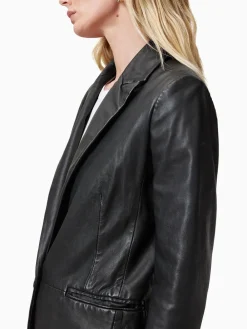All Saints AllSaints Black Deri Leather Blazer Hot