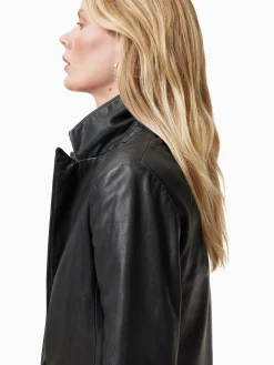 All Saints AllSaints Black Deri Leather Blazer Hot