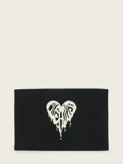 All Saints AllSaints Izzy Heart Clutch Black New