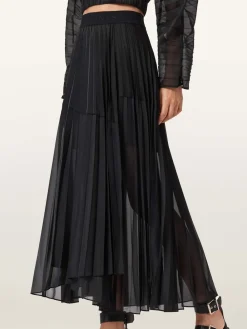 All Saints AllSaints Black Micaela Pleat Skirt