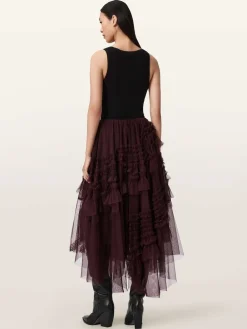 All Saints AllSaints Jen Tulle Skirt Red Best