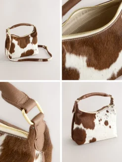 Next Leather Scooped Hand Held Bag Animal Clearance