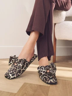Next Animal Linen Blend Bow Mule Slippers Online