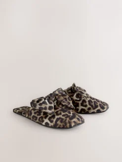 Next Animal Linen Blend Bow Mule Slippers Online