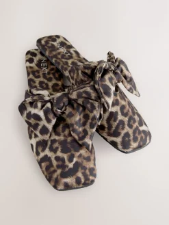 Next Animal Linen Blend Bow Mule Slippers Online